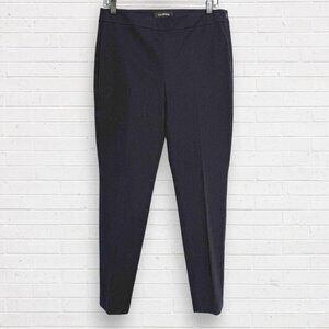 New TALBOTS Navy Blue Cotton Stretch Chatham Ankle Side Zip Flat Front Pants 8P